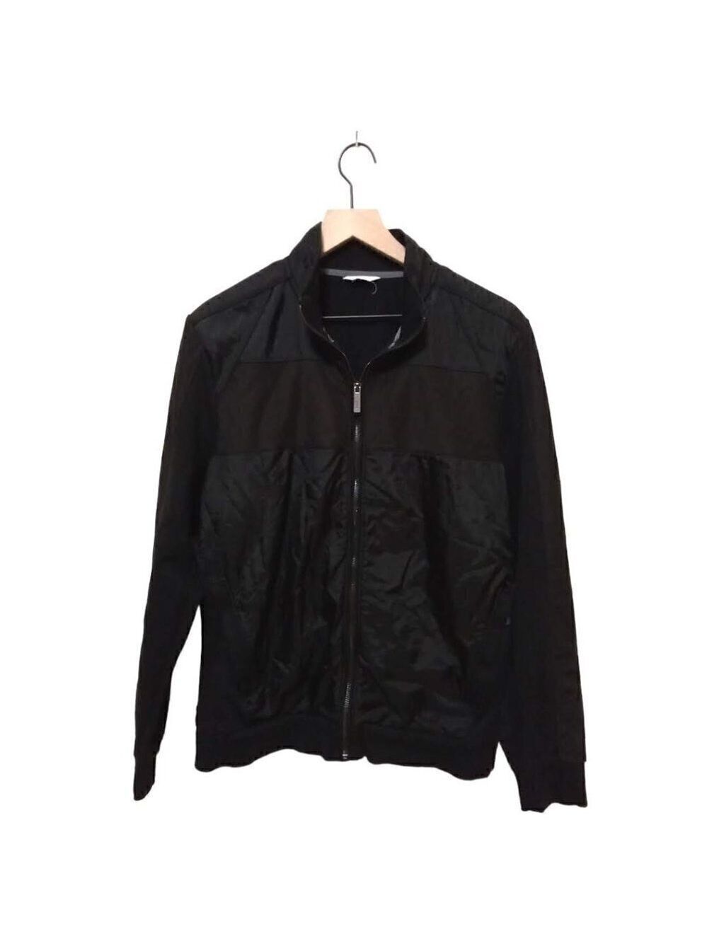 Calvin Klein Black Cotton Blend Slim Fit Stretch Full Zip Jacket Sz L